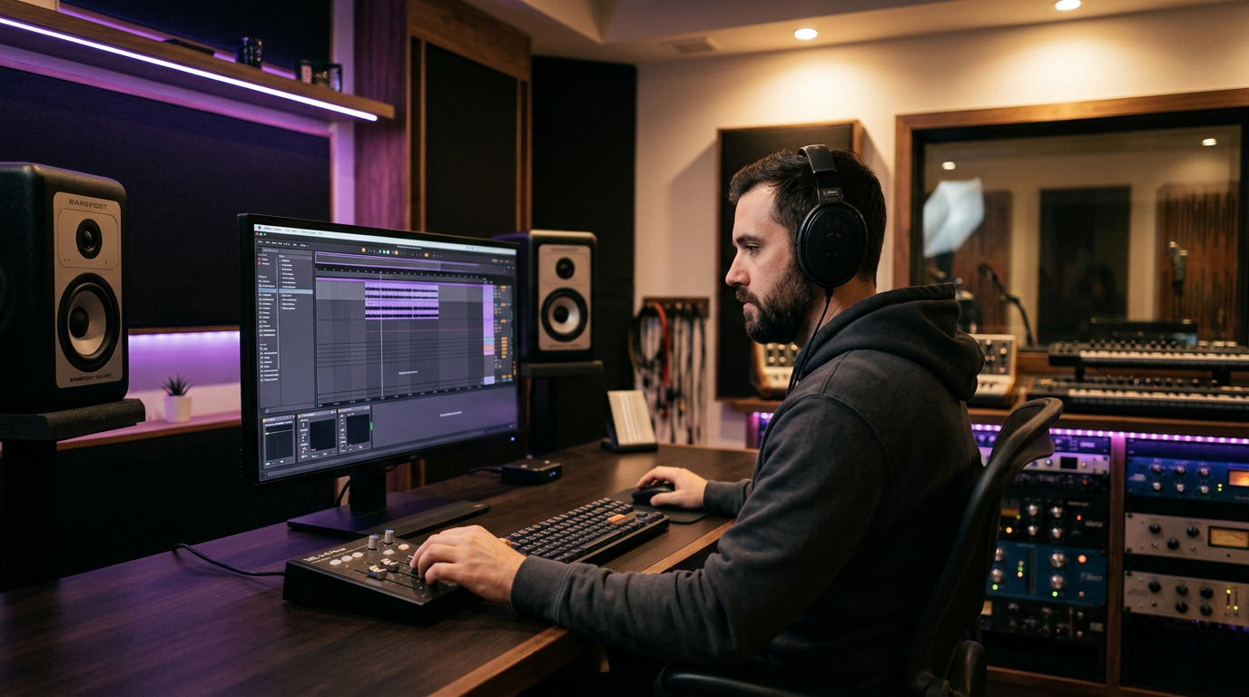 Professional music production studio